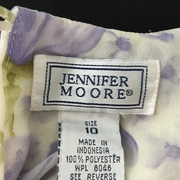 Jennifer Moore Dress Womens 10 Purple Floral Short Sleeve Shift Maxi Lined - Picture 8 of 10